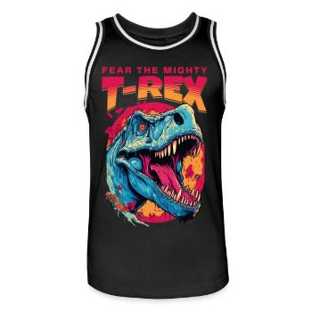 T-Rex Dinosaurier Dino Tyrannosaurus Rex Vintage - Männer Basketball-Trikot - Schwarz/Weiß - Vorne - AI Model Male 185 dark (185cm)
