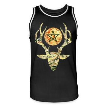 tête de cerf avec pentagramme e 277 - Maillot de basket Homme - noir/blanc - Devant - AI Model Male 185 dark (185cm)