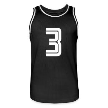 Trikotnummer 3 – Geschenk zum 3-jährigen Jubiläum - Männer Basketball-Trikot - Schwarz/Weiß - Vorne - AI Model Male 185 dark (185cm)