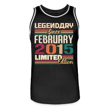 Februar 2015 Geburtstagsgeschenk Februar 2002 - Männer Basketball-Trikot - Schwarz/Weiß - Vorne - AI Model Male 185 dark (185cm)