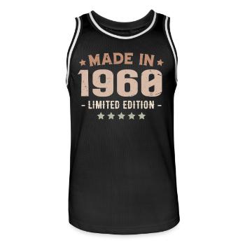 Made In 1960 Cadeau Anniversaire 1960 Vintage 1960 - Maillot de basket Homme - noir/blanc - Devant - AI Model Male 185 dark (185cm)