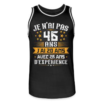 Je n'ai pas 46 ans, Cadeau d'anniversaire 46 ans - Maillot de basket Homme - noir/blanc - Devant - AI Model Male 185 dark (185cm)