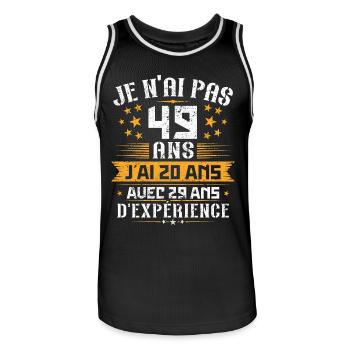 Je n'ai pas 49 ans, Cadeau d'anniversaire 49 ans - Maillot de basket Homme - noir/blanc - Devant - AI Model Male 185 dark (185cm)