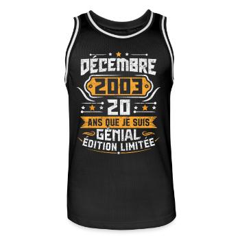 Rétro Cadeau D'anniversaire 20 Ans Décembre 2003 - Maillot de basket Homme - noir/blanc - Devant - AI Model Male 185 dark (185cm)