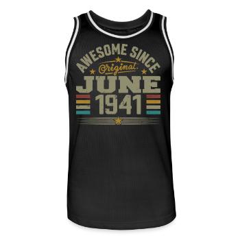 Juin 1941 Cadeau D’anniversaire Juin 1941 Juin - Maillot de basket Homme - noir/blanc - Devant - AI Model Male 185 dark (185cm)