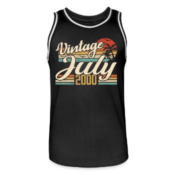 July 2000 Gift, 24th Anniversary July 2000 - Men's Basketball Jersey - black/white - Front - AI Model Male 185 dark (185cm)