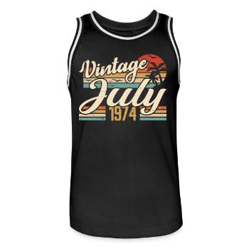 Juillet 1974 Cadeau, 50e Anniversaire Juillet 1974 - Maillot de basket Homme - noir/blanc - Devant - AI Model Male 185 dark (185cm)