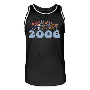 2006 Floral Pattern 2006 Floral Theme Flowers 2006 - Men's Basketball Jersey - black/white - Front - AI Model Male 185 dark (185cm)