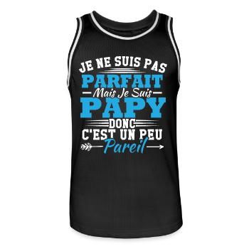 Je ne suis pas parfait mais je suis un papy - Maillot de basket Homme - noir/blanc - Devant - AI Model Male 185 dark (185cm)