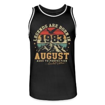 August 1983 vintage retro anniversary 1983 - Men's Basketball Jersey - black/white - Front - AI Model Male 185 dark (185cm)