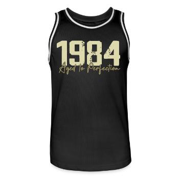 Original 1984 Retro 1984 Geburtstagsgeschenk 1984 - Männer Basketball-Trikot - Schwarz/Weiß - Vorne - AI Model Male 185 dark (185cm)