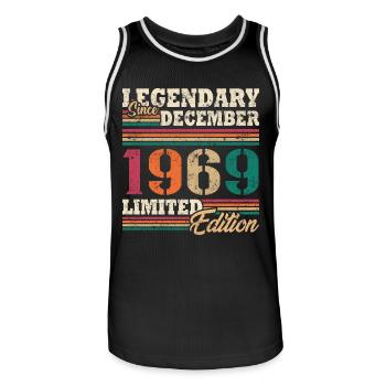 Legendary December 1969 limited edition - Men's Basketball Jersey - black/white - Front - AI Model Male 185 dark (185cm)