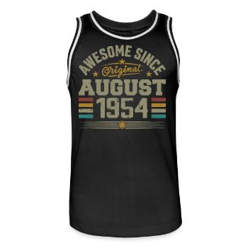 August 1954 Birthday August 1954 August 1954 Retro - Men's Basketball Jersey - black/white - Front - AI Model Male 185 dark (185cm)