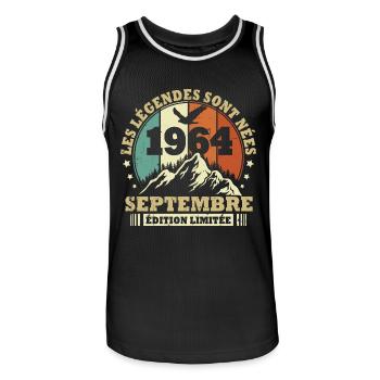 Vintage septembre 1964 vintage cadeau anniversaire - Maillot de basket Homme - noir/blanc - Devant - AI Model Male 185 dark (185cm)