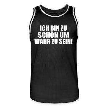 zu schön um wahr zu sein Selbstverliebt Egoistisch - Männer Basketball-Trikot - Schwarz/Weiß - Vorne - AI Model Male 185 dark (185cm)