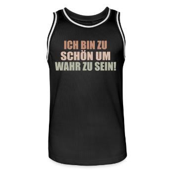 zu schön um wahr zu sein Selbstverliebt Egoistisch - Männer Basketball-Trikot - Schwarz/Weiß - Vorne - AI Model Male 185 dark (185cm)