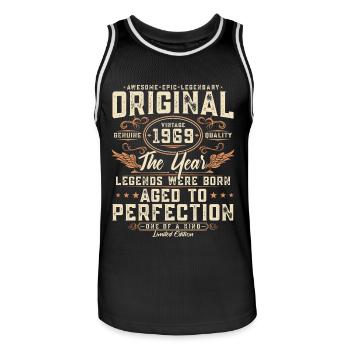 Original 1969 Vintage Born Cadeau d’anniversaire - Maillot de basket Homme - noir/blanc - Devant - AI Model Male 185 dark (185cm)