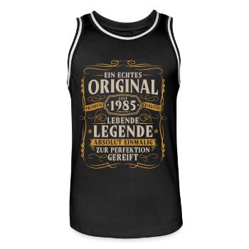 Original seit 1985 Jahrgang Geburtstag Geschenk - Männer Basketball-Trikot - Schwarz/Weiß - Vorne - AI Model Male 185 dark (185cm)