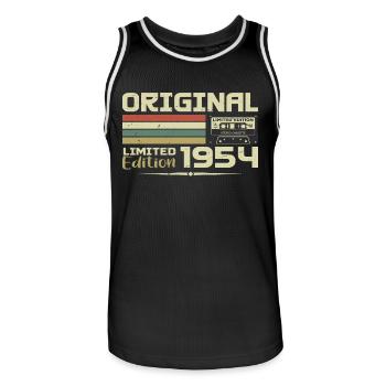 Rétro 1954 Cadeau Anniversaire Né en 1954 Original - Maillot de basket Homme - noir/blanc - Devant - AI Model Male 185 dark (185cm)
