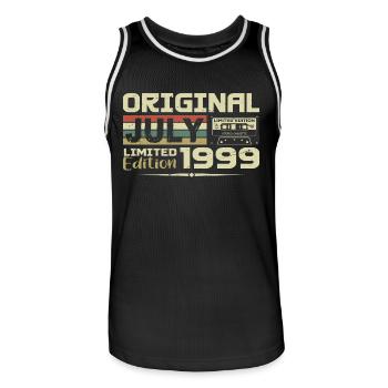 Birthday Gift July 1999 Born in July - Men's Basketball Jersey - black/white - Front - AI Model Male 185 dark (185cm)