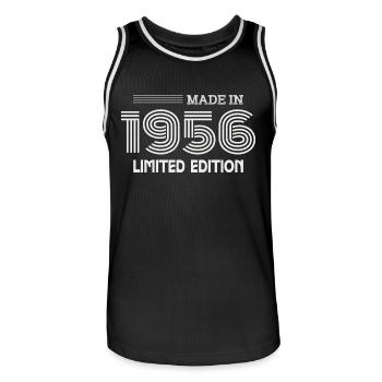 1956 Geburtstagsgeschenkidee 1956 - Männer Basketball-Trikot - Schwarz/Weiß - Vorne - AI Model Male 185 dark (185cm)