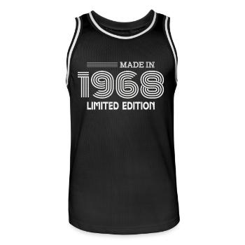 cadeau anniversaire 1968 idée cadeau 1968 - Maillot de basket Homme - noir/blanc - Devant - AI Model Male 185 dark (185cm)