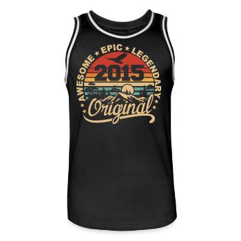 Original 2015 Retro 2015 Birthday Gift 2015 - Men's Basketball Jersey - black/white - Front - AI Model Male 185 dark (185cm)