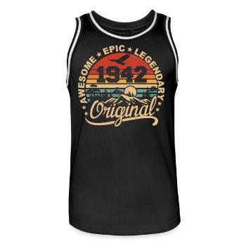 Original 1942 Birthday Gift 1942 Retro 1942 - Men's Basketball Jersey - black/white - Front - AI Model Male 185 dark (185cm)