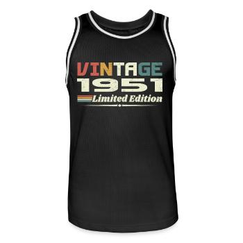 Vintage 1951 Cadeau 1951 Anniversaire 1951 Retro - Maillot de basket Homme - noir/blanc - Devant - AI Model Male 185 dark (185cm)