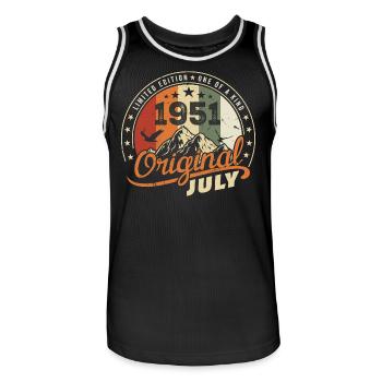 1951 Juillet 1951 Chemise Anniversaire 1951 Cadeau - Maillot de basket Homme - noir/blanc - Devant - AI Model Male 185 dark (185cm)