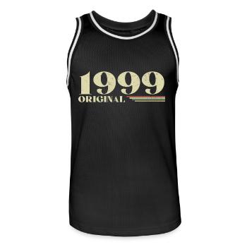 Original 1999 Vintage 1999 Retro Birthday 1999 - Men's Basketball Jersey - black/white - Front - AI Model Male 185 dark (185cm)
