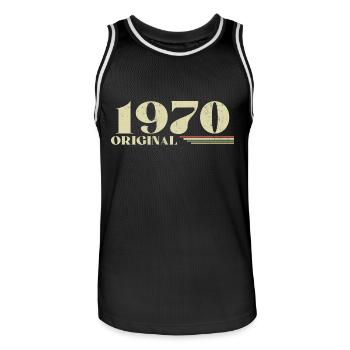 Original 1970 Vintage 1970 anniversaire 1970 rétro - Maillot de basket Homme - noir/blanc - Devant - AI Model Male 185 dark (185cm)