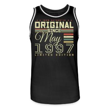 Gift Anniversaire Mai 1997, Gift May 1997 - Männer Basketball-Trikot - Schwarz/Weiß - Vorne - AI Model Male 185 dark (185cm)