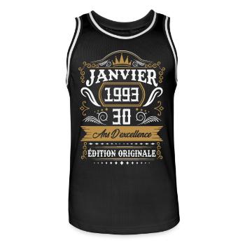 Janvier 1993 30 ans d'excellence édition originale - Maillot de basket Homme - noir/blanc - Devant - AI Model Male 185 dark (185cm)