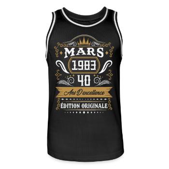 Mars 1983 40 ans d'excellence édition originale - Maillot de basket Homme - noir/blanc - Devant - AI Model Male 185 dark (185cm)