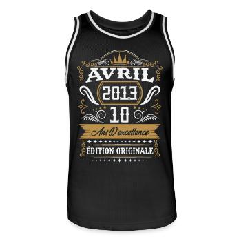Avril 2013 10 ans d'excellence édition originale - Maillot de basket Homme - noir/blanc - Devant - AI Model Male 185 dark (185cm)