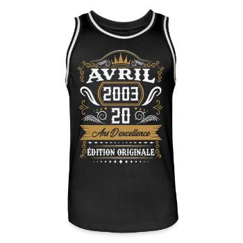Avril 2003 20 ans d'excellence édition originale - Maillot de basket Homme - noir/blanc - Devant - AI Model Male 185 dark (185cm)