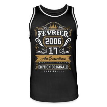 Février 2006 17 Ans Rétro Cadeau D'anniversaire - Maillot de basket Homme - noir/blanc - Devant - AI Model Male 185 dark (185cm)