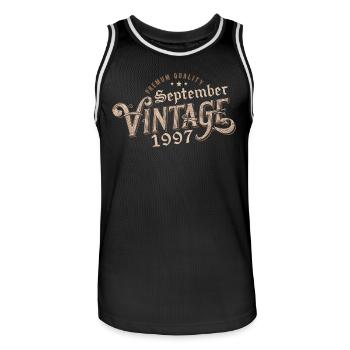 Birthday September 1997 Gift September 1997 - Men's Basketball Jersey - black/white - Front - AI Model Male 185 dark (185cm)