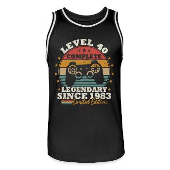 Level 40 freigeschaltet - Männer Basketball-Trikot - Schwarz/Weiß - Vorne - AI Model Male 185 dark (185cm)