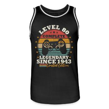 Level 80 freigeschaltet - Männer Basketball-Trikot - Schwarz/Weiß - Vorne - AI Model Male 185 dark (185cm)
