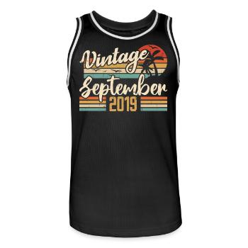 Septembre 2019 Cadeau Anniversaire September 2019 - Maillot de basket Homme - noir/blanc - Devant - AI Model Male 185 dark (185cm)