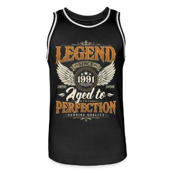 Légende Depuis 1991 Vintage Vintage Anniversaire - Maillot de basket Homme - noir/blanc - Devant - AI Model Male 185 dark (185cm)