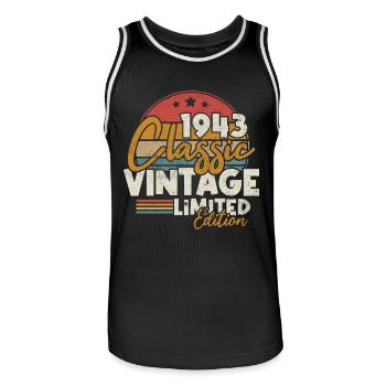 Klassisches Vintage 1943 Retro Geburtstagsgeschenk - Männer Basketball-Trikot - Schwarz/Weiß - Vorne - AI Model Male 185 dark (185cm)