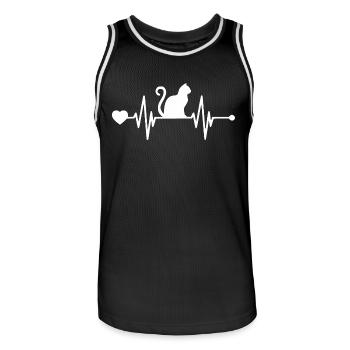 Katze - Heartbeat mit Herz - Tierliebe - Männer Basketball-Trikot - Schwarz/Weiß - Vorne - AI Model Male 185 dark (185cm)