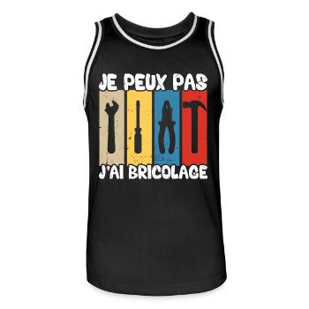 Je peux pas j'ai bricolage - Maillot de basket Homme - noir/blanc - Devant - AI Model Male 185 dark (185cm)