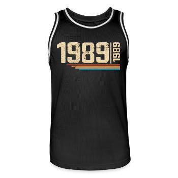 Millésime Anniversaire 1989 Fête Anniversaire 1989 - Maillot de basket Homme - noir/blanc - Devant - AI Model Male 185 dark (185cm)