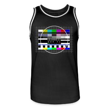 Gdr photo de test Retro Ostalgie 80s - Maillot de basket Homme - noir/blanc - Devant - AI Model Male 185 dark (185cm)