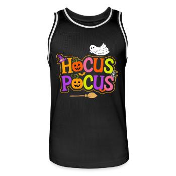 Halloween Hocus Pocus Spell Witch Ghost Pumpkin - Men's Basketball Jersey - black/white - Front - AI Model Male 185 dark (185cm)