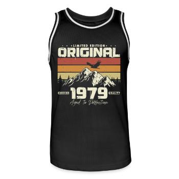 1979 né anniversaire Vintage cadeau Vintage - Maillot de basket Homme - noir/blanc - Devant - AI Model Male 185 dark (185cm)